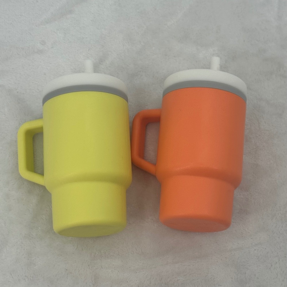 Infantino Silicone Toddler Tumbler Straw Cups Set of 2 Yellow/Orange, Spillproof